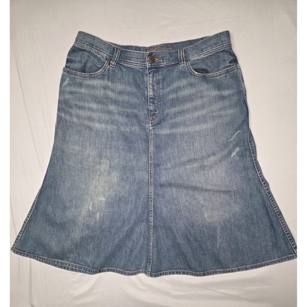 Vtg Lauren Jeans Co Ralph Lauren A-Line Y2K Long Denim Distressed Skirt Sz 12
